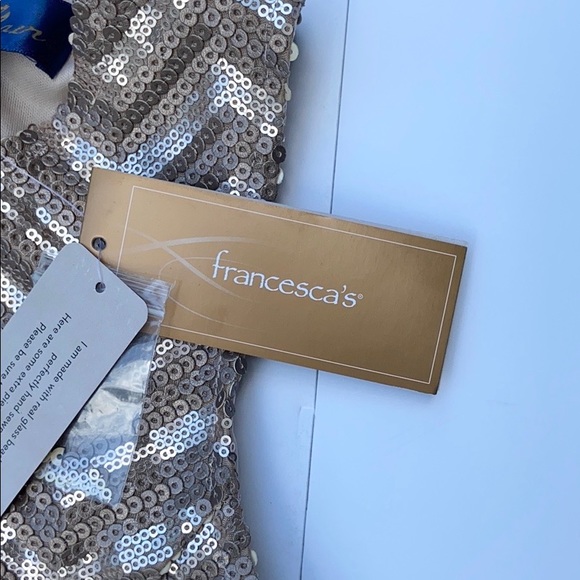 Francesca’s Chevron Sequin Bronze/Pink Dress - Picture 6 of 7